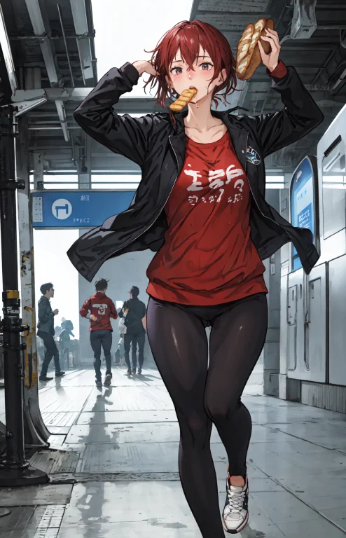 Best Quality, Detailed Background, Girl,eatingbread,subway S...