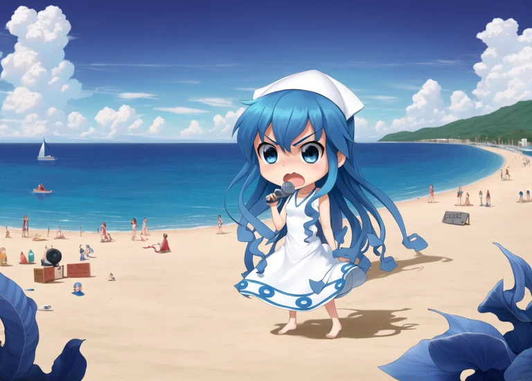 Beautiful, Masterpiece, Best Quality, Chibi1.2, 1girl, Beach...