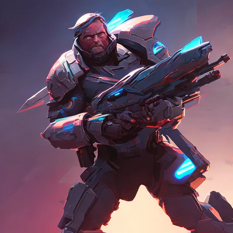 Cyberpunk Digital Warrior, Sci Fi Soldier, Paintstyle6