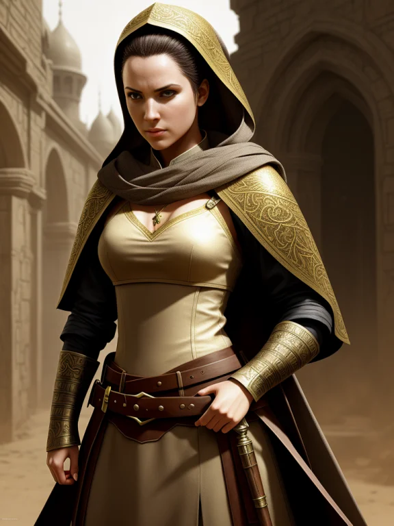 Woman Cleric, Battle, Hdr, Photorealistic Render, Raw, Detai...