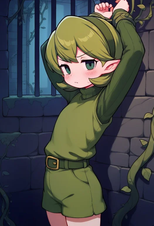 Zzsaria, Green Eyes, Green Hair, Short Hair, Pointy Ears, Gr...