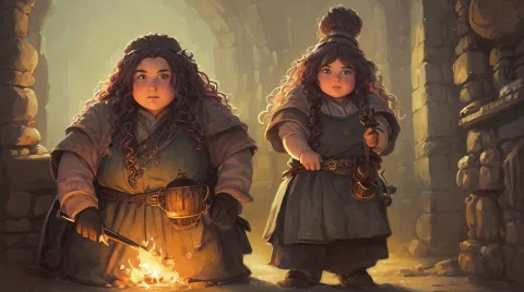 Cute Chubby Female Dwarven Cook Before A Cauldron Neat Elab... — Stable Diffusion AI Prompt: cute chubby female dwarven cook before a cauldron | neat elaborated soft long cu...