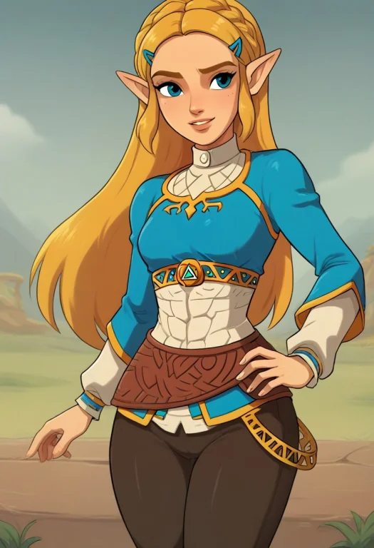 1girl, Zelda, Cartoon Style Loraptoonstyleillv11