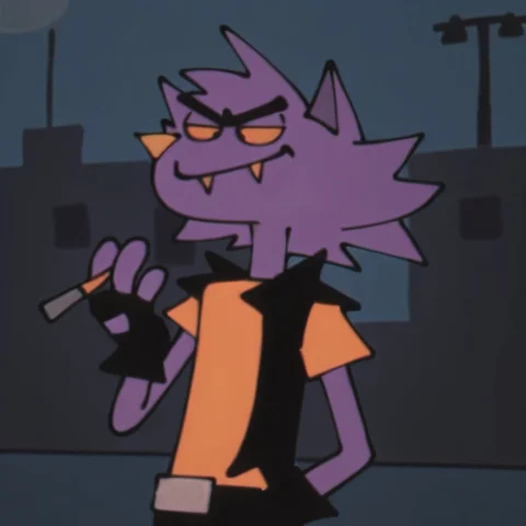 Roxstca, Furry, Animal Ears, Purple Fur, Yellow Sclera, Oran... — Stable Diffusion AI Prompt: roxstca, furry, animal ears, purple fur, yellow sclera, orange shirt, black vest...