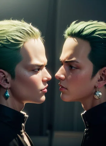 Roronoa Zoro, One Piece Anime, Man, Earrings, Face, Greenhai... — Stable Diffusion AI Prompt: Roronoa Zoro, one piece anime, man, earrings, face, green_hair, jewelry, male_fo...