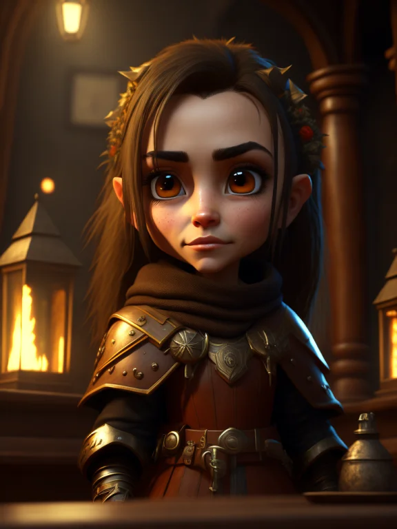 An Cute Character Warrior, Leather Clothes, Shy Miniature, C...