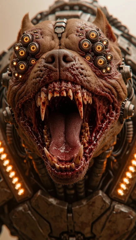 Dcsc1f1. Tight Close-up, Low-angle View Of A Massive Biomech...