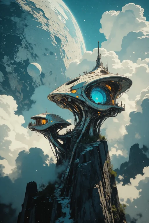 Nature, A Vertical Sci-fi Concept Art Painting Of A Sleek, F...