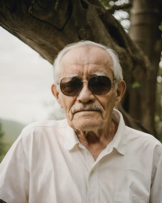 Portrait Photograph, Old Man, Forest, Sunglasses Lorafilm Lo...