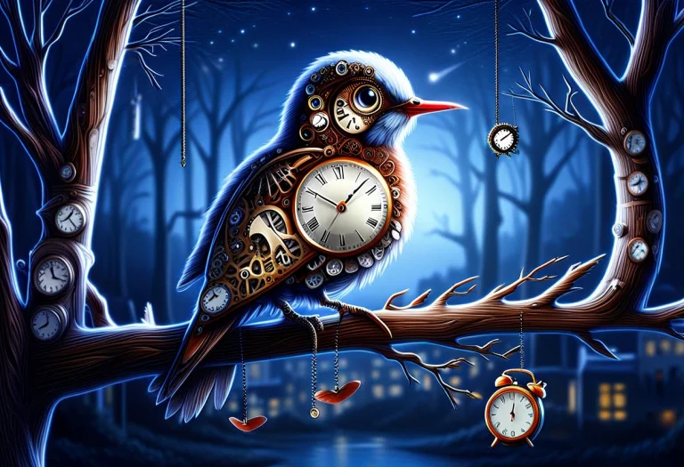 Bird, Night, Branch, Looking At Viewer, Clockstyle, Blurry,...