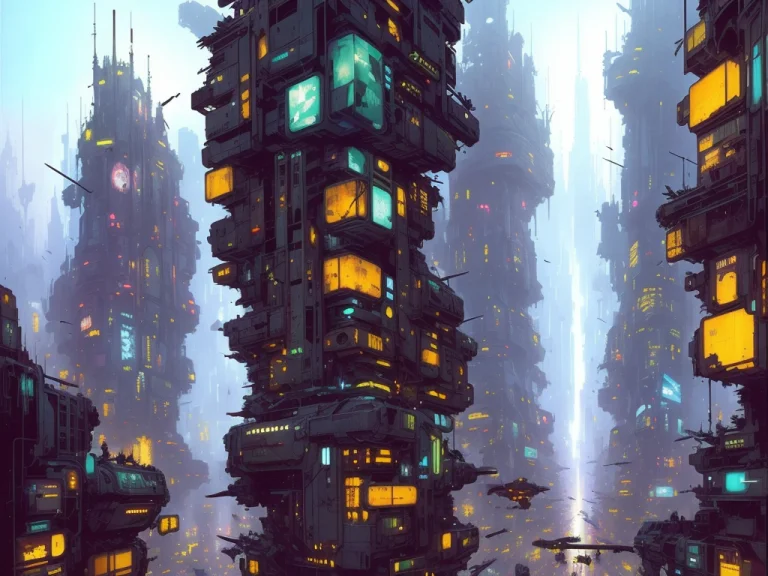 John Berkey, Cyberpunk City, Hdr, Photorealistic, Raw, Detai...