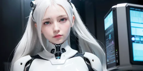 1girl,staight Long Shinning White Hair,plump Long Hair,cybor... — Stable Diffusion AI Prompt: (((1girl,staight long shinning white hair,Plump long hair,cyborg,sslim, elegant,...