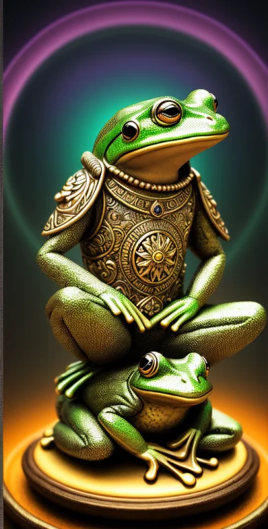 Meditating Hippy Frog Seated In The Lotus Position, Hdr, 16...