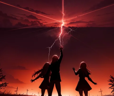 As The Red Day Is Dawning And The Lightning Cracks The Sky T... — Stable Diffusion AI Prompt: As the red day is dawning And the lightning cracks the sky They'll raise their h...