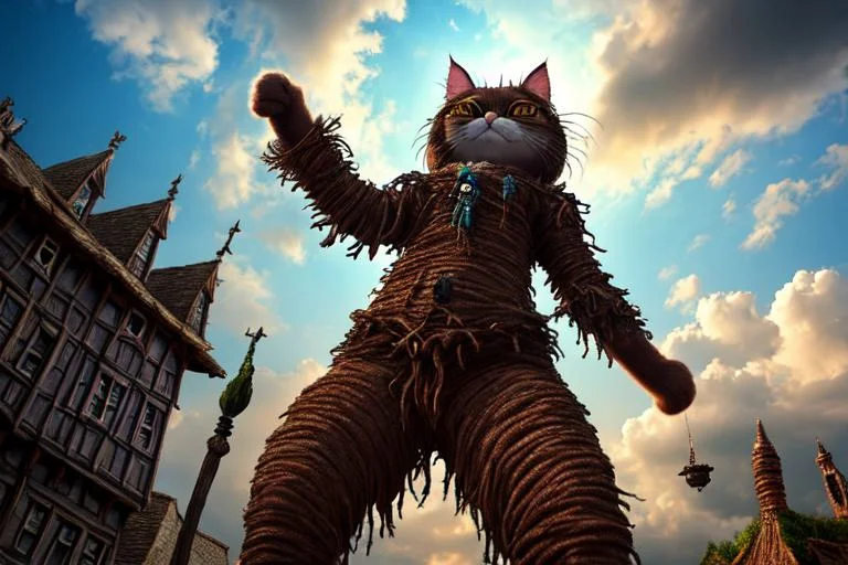 High Quality Cgi, Fantasy, Foto From Below, The Cat Standing...