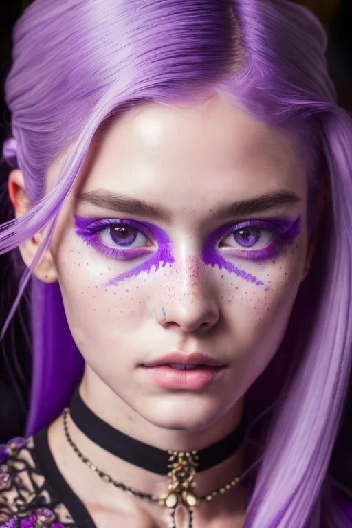 Cute Spunky Female, Pale Wild Orchid Hair, Frills, Detailed...