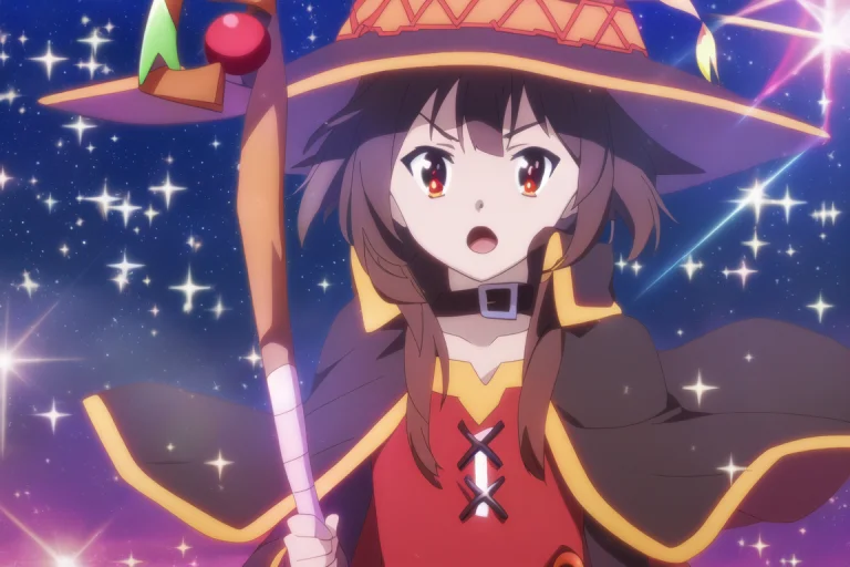 Megumin, Holding Staff, Casting, Close-up Sparkle Night