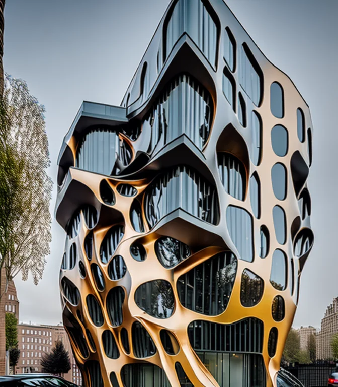 A Photo Of A Parametric Building Midjourneyi, With A Facade...