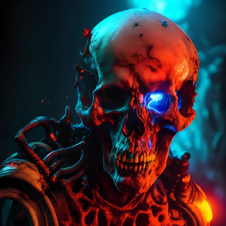 A Terrifying, Gritty Photo Of A Demonic Skull, Blood And Gut...