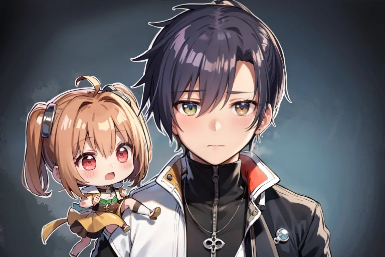 Masterpiece, Best Quality, 1girl,1boy, Chibi1.2