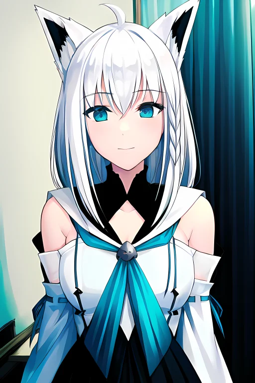 1girl, White Hair, Open Clothes, Animal Ears, Indoors, Highr...