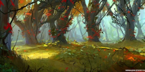 Oak Trees Covered In Vines, A Close Up Of Oak Trees, Oak Tre... — Stable Diffusion AI Prompt: oak trees covered in vines, a close up of oak trees, oak trees, a dense forest,...