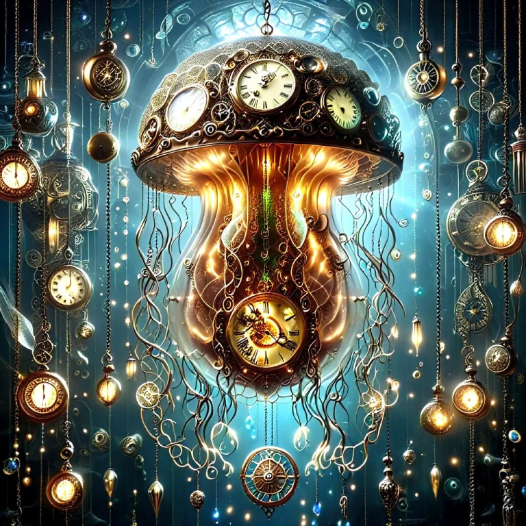 A Giant Jellyfish Floating Underwater, Tentacles Made Of Int...