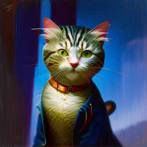 A Portrait Of A Cat Wearing A Cyberpunk Jacket