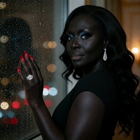 Loralux271,lux27,a Black Woman Looking At Viewer,a Photo Of... — Stable Diffusion AI Prompt: ,Lux27,a black woman looking at viewer,A photo of a woman, mysterious and glamor...