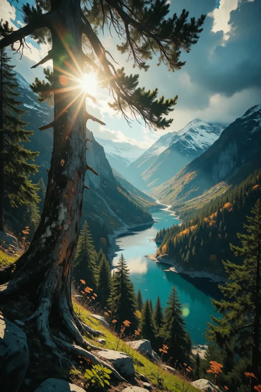 Nature, An Epic Photorealistic Landscape Photograph Taken Fr...