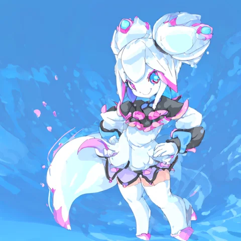Minikrita.9, Kikikrita1, 1girl, Solo, Smile, White Hair, Blu... — Stable Diffusion AI Prompt: (minikrita:.9), (kikikrita:1), 1girl, solo, smile, white hair, blue eyes, tail,...