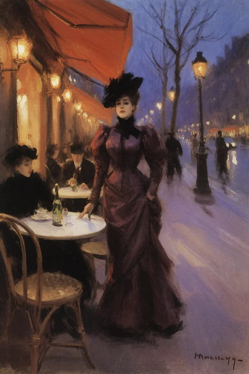 Korovin Style, Parisian Boulevard At Night, A 39-year-old Wo...