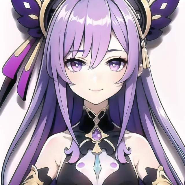 Datou,white Background,solo,upper Body,shiny1.3,smile, Purpl...