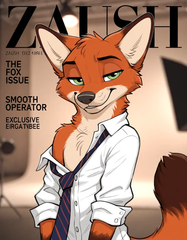 Z4ush, A Hand-drawn Illustration Of A Sly, Confident Red Fox...