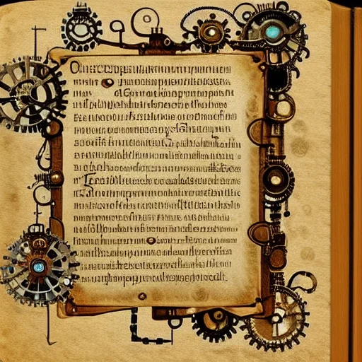 A Ancient Page Of A Book With Borders, Alchemy , Steampunk L...