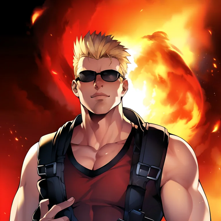 Loradukenukem0.8, Duke Nukem, Flames Background