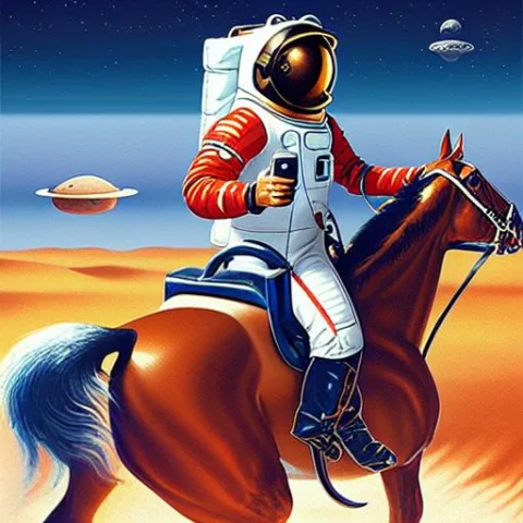 A Photo Of An Astronaut Riding A Horse On Mars, Very Detaile... — Stable Diffusion AI Prompt: A photo of an astronaut riding a horse on mars, very detailed, clean, high quali...
