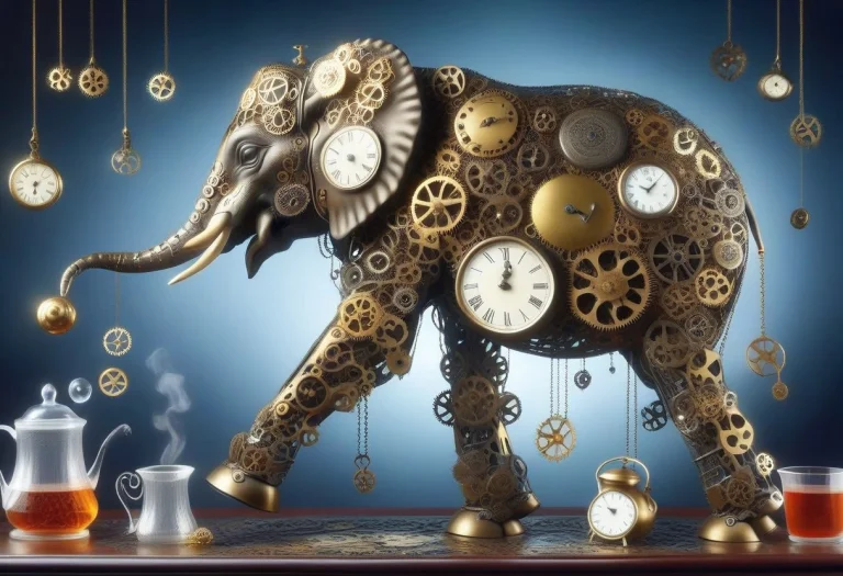 Steampunk Clockwork, An Elephant Made Of Brass Cogs And Meta...