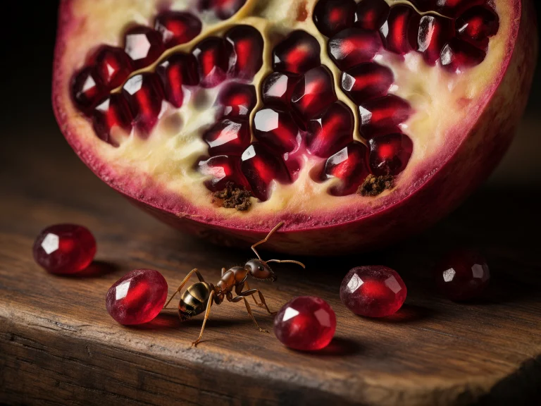 12. Macro Magical Realism, A Sliced Pomegranate On A Dark Wo...