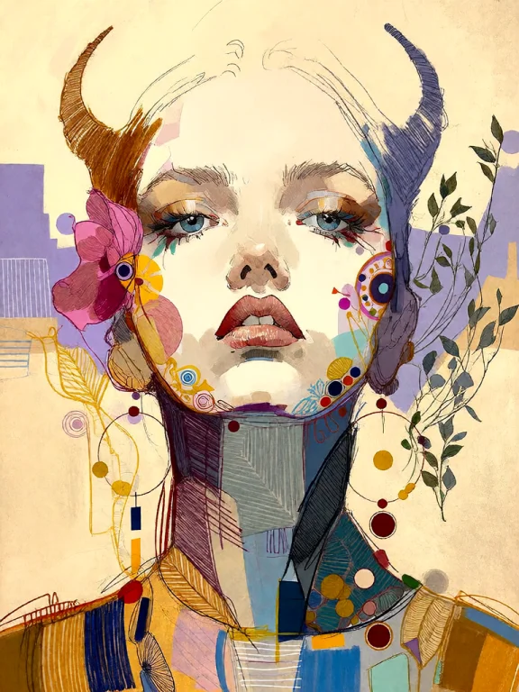 Bradhamel Art Style. A Vibrant, Intricate Collage Of Abstrac...