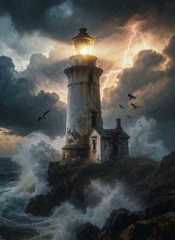 A Breathtaking, Painterly Digital Artwork Of An Old, Abandon...