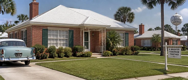 Post-wwii Old Florida Suburban Home Of Bermudian Style With...