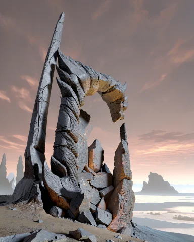 Remove The Glow And Fire, As Well As The Portal. Make The Ro... — Stable Diffusion AI Prompt: Remove the glow and fire, as well as the portal. Make the rocky structure collap...