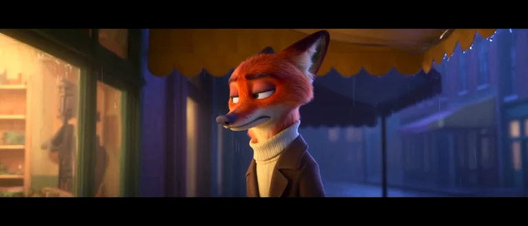 Nickwilde, An Anthropomorphic Male Fox, Standing Beneath A S...