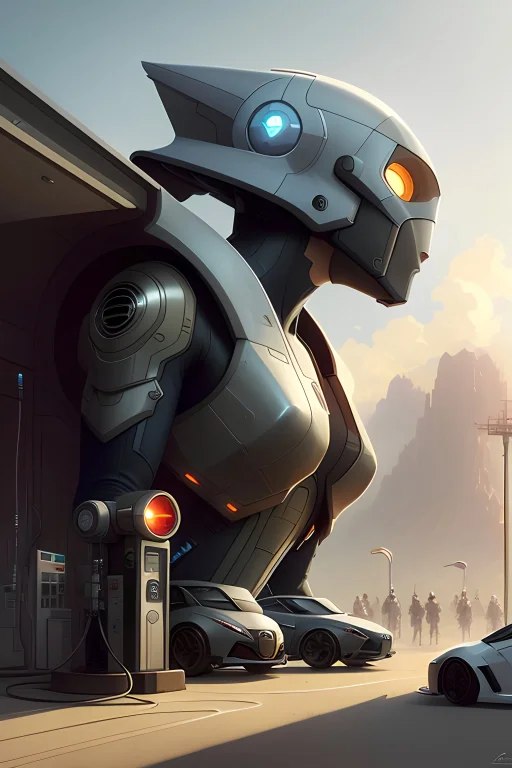 Gas Station, Sci-fi, Highly Detailed, Digital Painting, Arts...