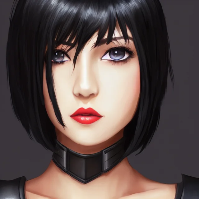 Frpgfacegen, 1girl, Solo, Shorthair, Realistic, Bobcut, Blac...