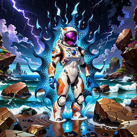 An Photorealistic Snapshot Of Astronaut Wearing A Fish-shape... — SDXL AI Prompt: an photorealistic snapshot of astronaut wearing a fish-shaped helmet, standing o...