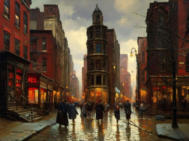 North End Street Of Boston By Laxpeintv2, Pedestrians Millin...