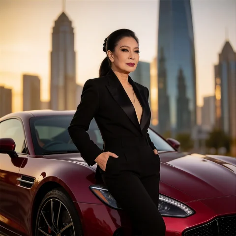 Loralux281,a Woman,a Photo Of A Woman, Sophisticated Pose Le... — Stable Diffusion AI Prompt: ,a woman,A photo of a woman, sophisticated pose leaning against a luxury sports...