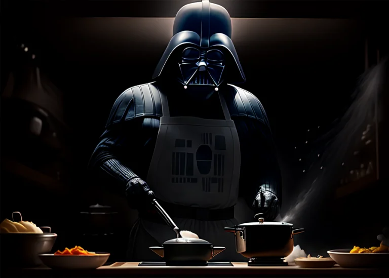 Digital Painting Of Darth Vader Wearing A Chefs Apron And Co...